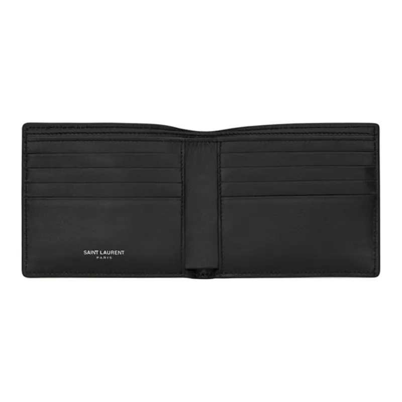 SAINT LAURENT CASSANDRA Leather Wallet Unisex Black-3