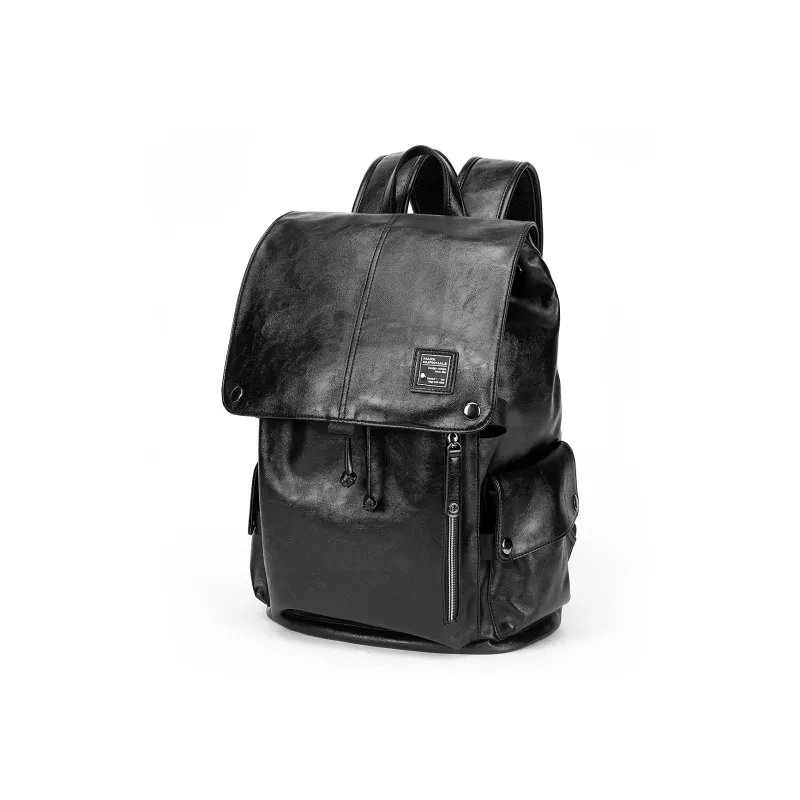 FAIRWHALE PU Backpack Laptop Bags Large Size Unisex Black-1