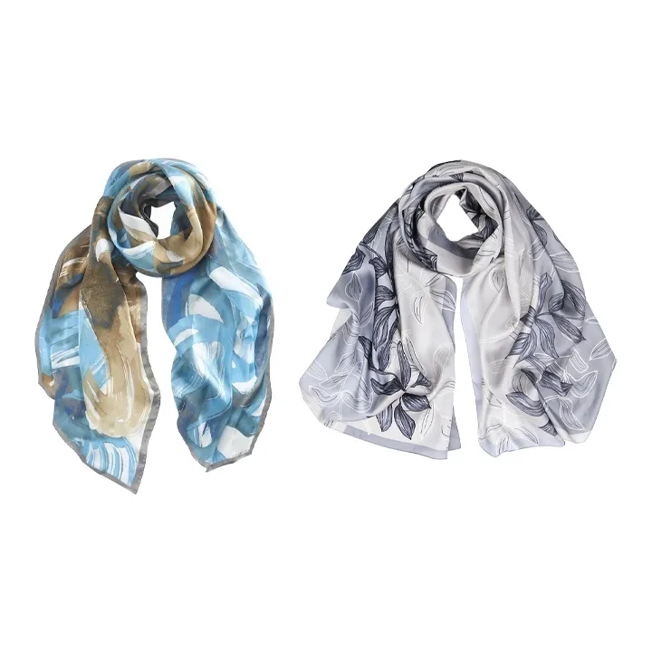 MARJAKURKI Silk Scarf 'Lively Spring Water'+'Peaceful Oasis' Greeting Card Women's-25