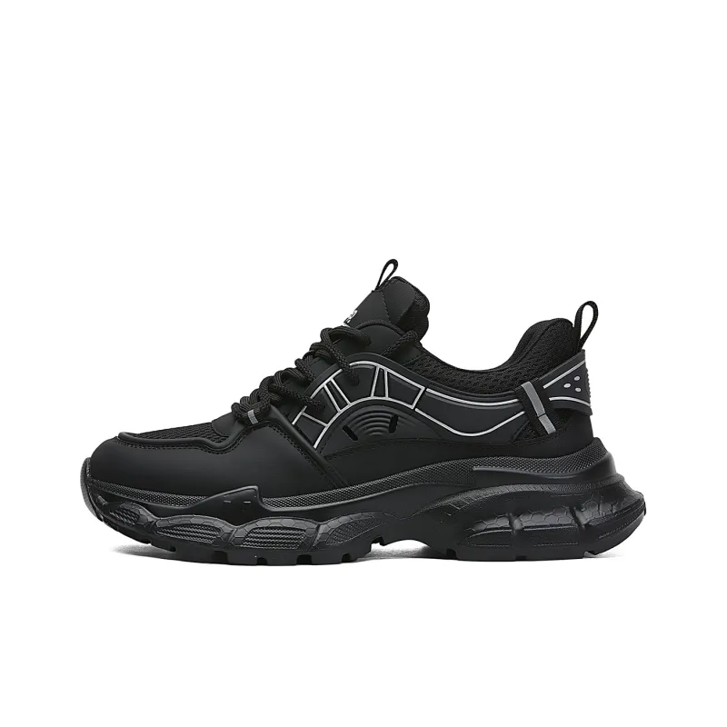 Jeep Cushioning Anti-Slip And Wear-Resistant Support Low-Top Platform Fashion Chunky Sneakers Unisex Black-0