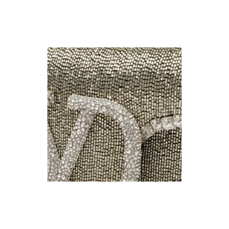 Valentino Locò Leather Embroidery Baguette Bag Shoulder Bag, Handbag Small Size Women's Silver-4