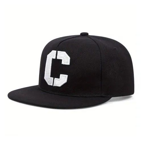 AAJF Cotton Flat Brim Hat With Street Embroidered Letters Hip-Hop Style Unisex