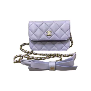 CHANEL 21K Winter Sheepskin Shoulder Bag, Crossbody Bag, Coin Purse Women's Purple
