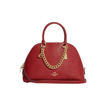 COACH Katy Cross Grain Leather Handbag, Shoulder Bag, Crossbody Bag Large Size Women's Red