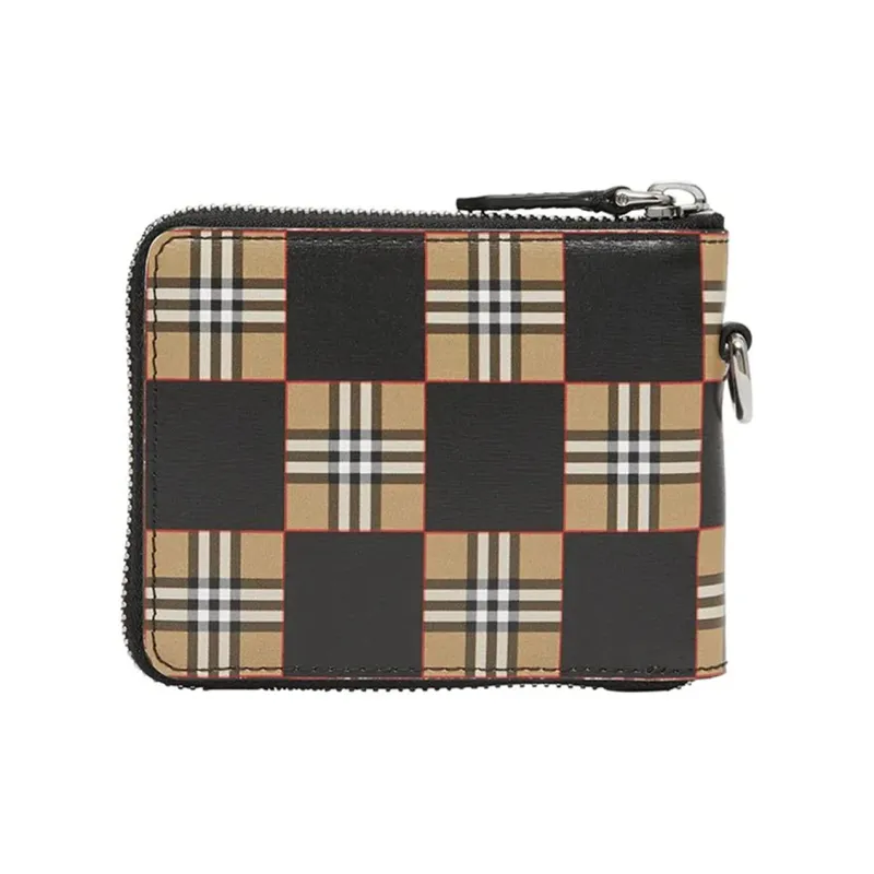 Burberry Leather Coin Purse Card Holder Wallet Men's Brown/Black-0
