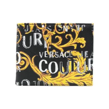 VERSACE JEANS COUTURE Leather Wallet Men's Black/Gold