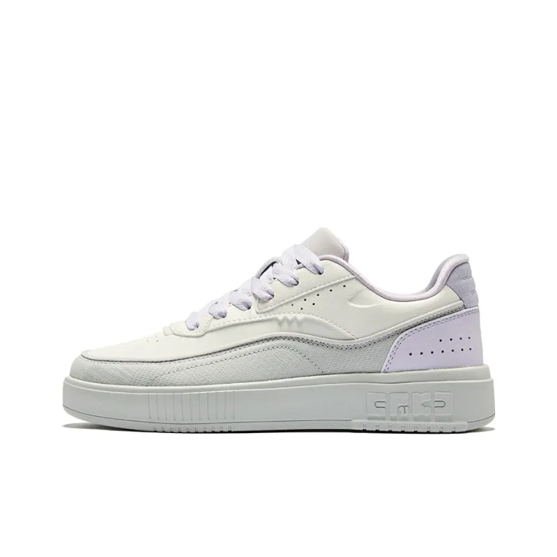 Erke Fun Play Slip-Resistant Breathable Low-Top Skateboard Shoes Women's Microcrystal White Lavender-0