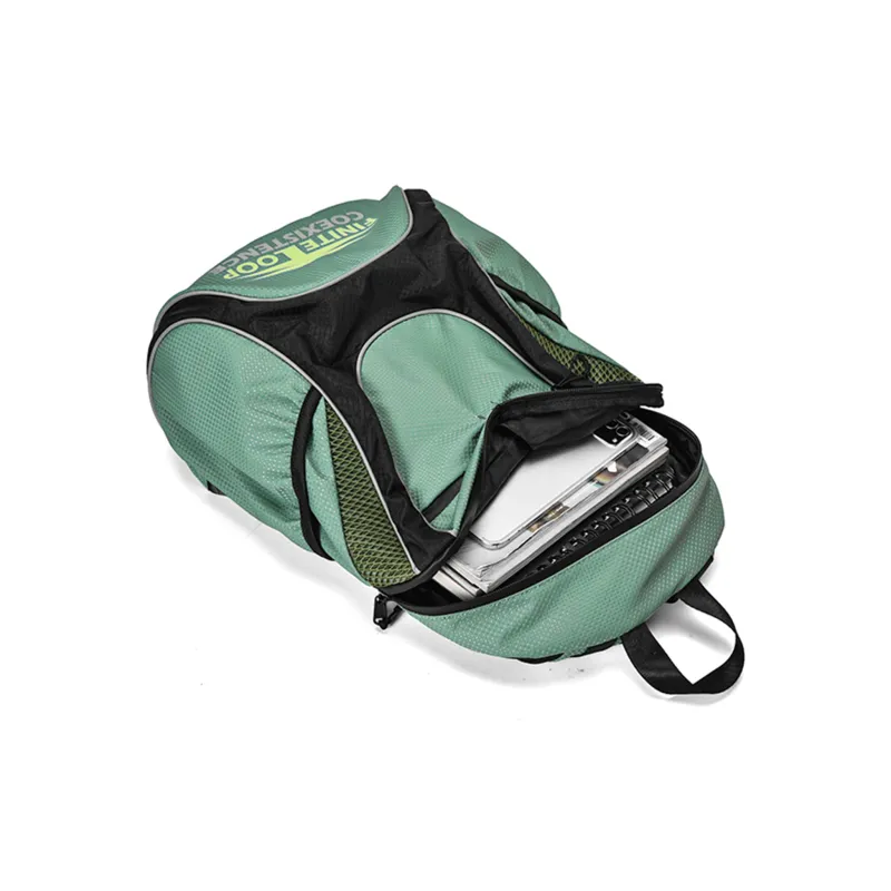 FINITE LOOP Bottle Eco Friendly Cloth Backpack Regular Unisex Green-3