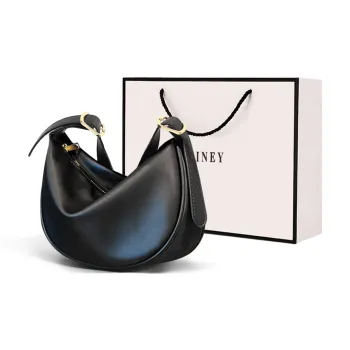 VINEY Cow Leather Shoulder Bag Crossbody Bag Dumpling Bag Large Size Women's Black/White/Cream Apricot/Khaki