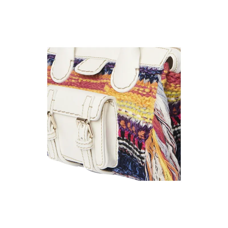 Chloe Edith Knitted Fabric Cashmere With Buffalo Leather Shoulder Bag, Crossbody Bag, Handbag Mini Women's Multicolor-3