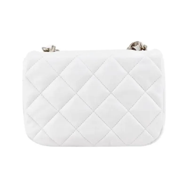 CHANEL Lambskin Flap Bag, Crossbody Bag, Shoulder Bag Mini Women's White-2