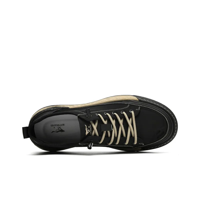 SEPTWOLVES Lightweight And Breathable Low-Top Skateboard Shoes Men's Black-4