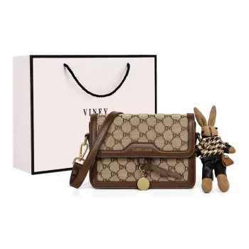 VINEY Fabric Crossbody Bag, Shoulder Bag, Small Square Bag Small Size Women's Coffee