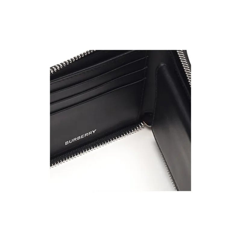 Burberry Leather Coin Purse Card Holder Wallet Men's Brown/Black-3