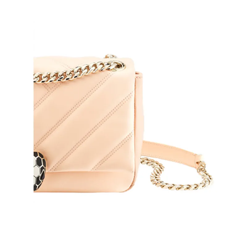 BVLGARI Serpenti Cabochon Pattern Crossbody Bag, Shoulder Bag Women's Peach-4