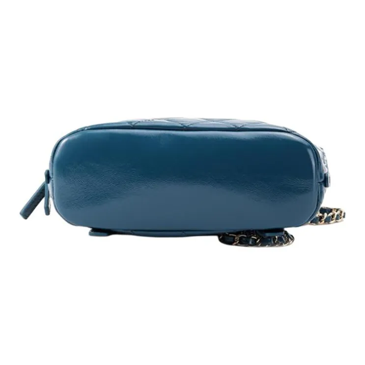 CHANEL Shiny Cow Leather 2 in 1 Earphone Case Backpack Women's Blue-2