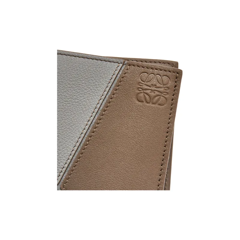 LOEWE Puzzle Calfskin Wallet Men's Asphalt Gray/Winter Brown-4