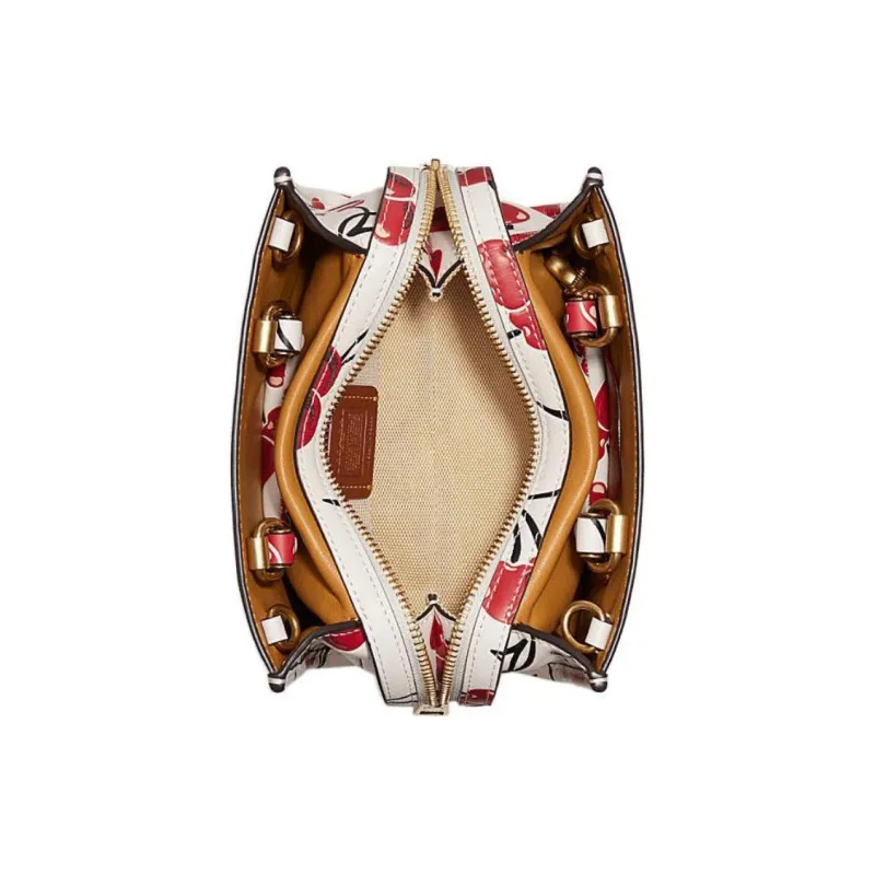 COACH Refined Cow Leather Handbag, Shoulder Bag, Crossbody Bag Trumpets Women's White Red-1