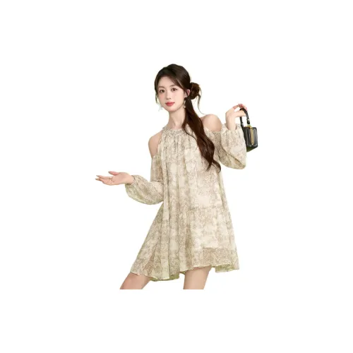 Emodues Long-Sleeved Dresses Women's Apricot