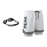 White Double-Layer Pants+Swim Goggles