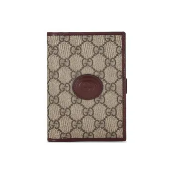 GUCCI GG Retro Series Canvas With Leather Canvas Bag, Card Holder, Wallet, Passport Holder Men's Burgundy & Brown