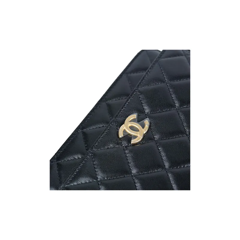 CHANEL Sheepskin Chain Bag Handbag Women's Black-4