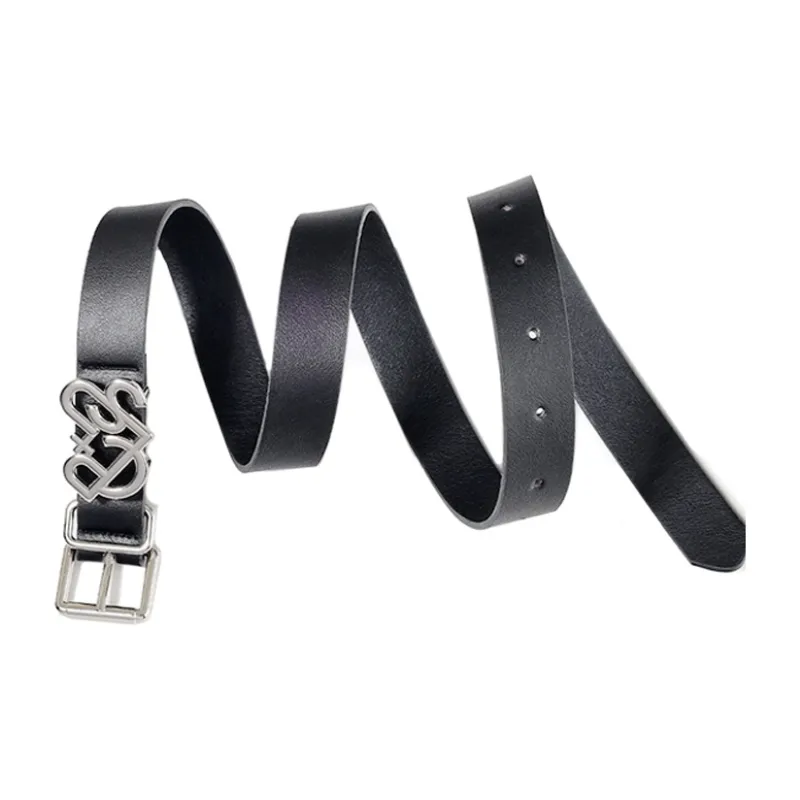 FORTEI Cow Leather Y2K Belt Unisex Silver Width 3.3 Cm, Gift Box Set-2