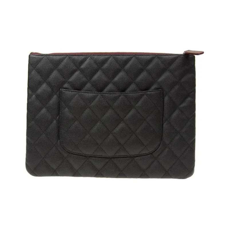 CHANEL Grain Litchi Grain Embossed Calfskin Wallet Coin Purse, Clutch Women's Black-2