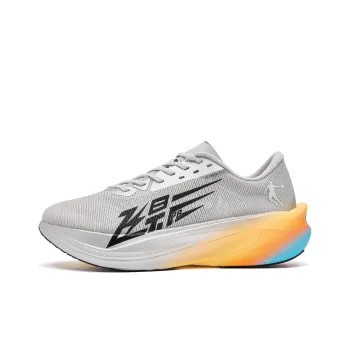 QIAODAN Flying Shadow PB4.0 Running Shoes Men Low-Top Gray Silver Atomic Orange