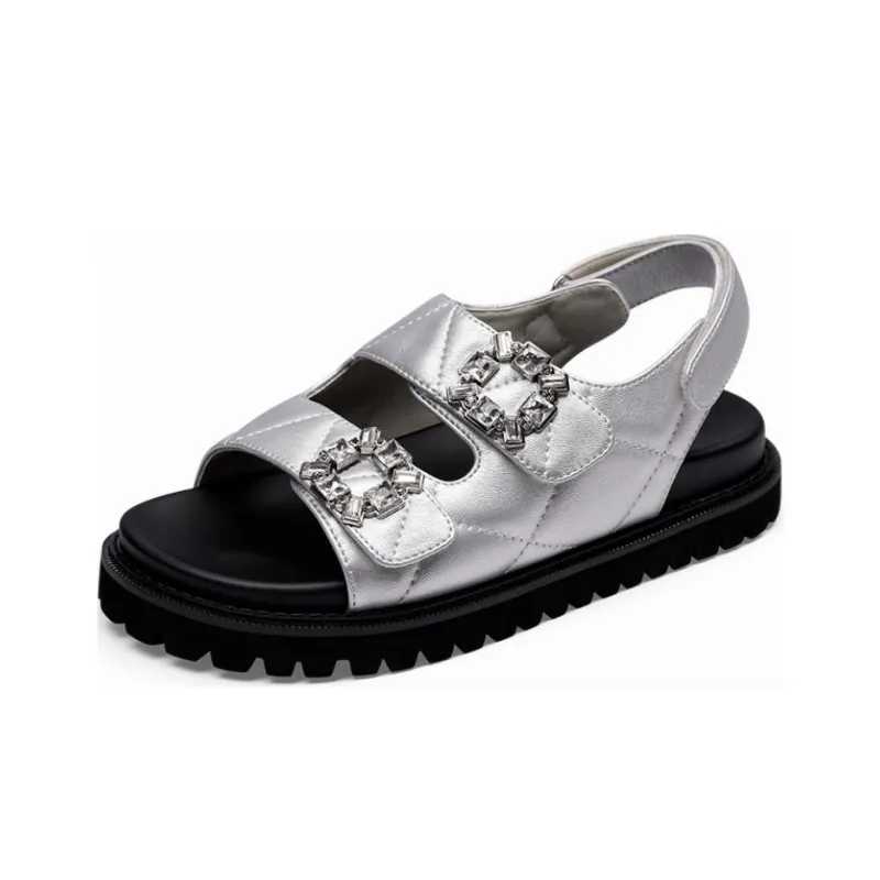 ZSAZSAZSU Beach Sandals Women's Silver-0