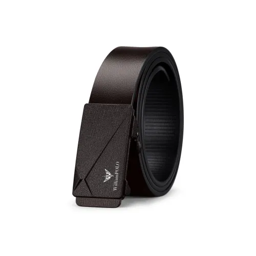 WilliamPOLO Cow Leather Belt Men's Coffee 3.4cm Wide