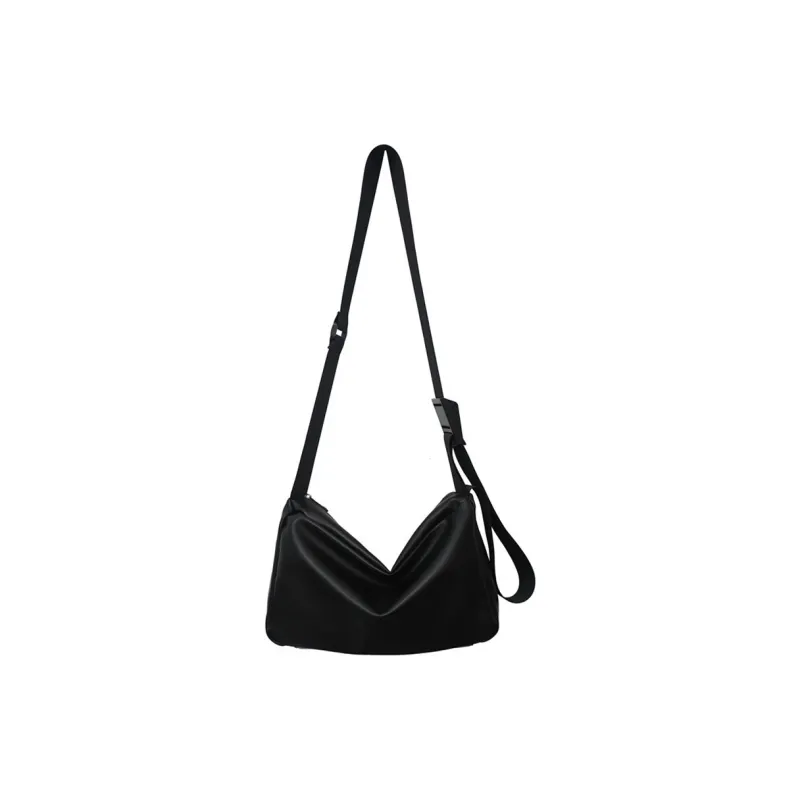 HAWA PU Casual Shoulder Bag Crossbody Bag Large Size Unisex Black/White-0