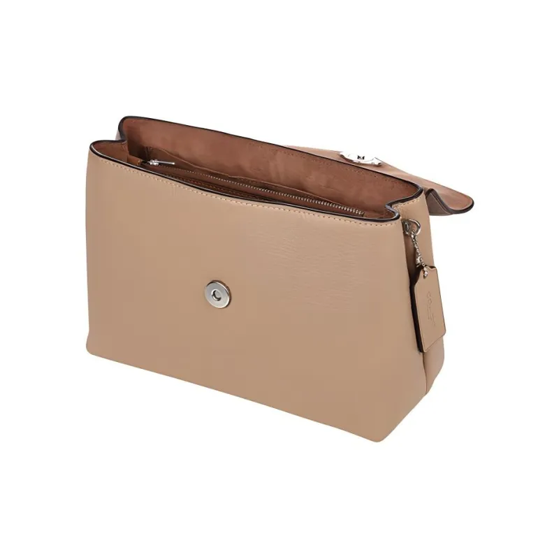 COACH Polished Leather Convertible Crossbody Bag Medium Size Women's Milk Tea-2