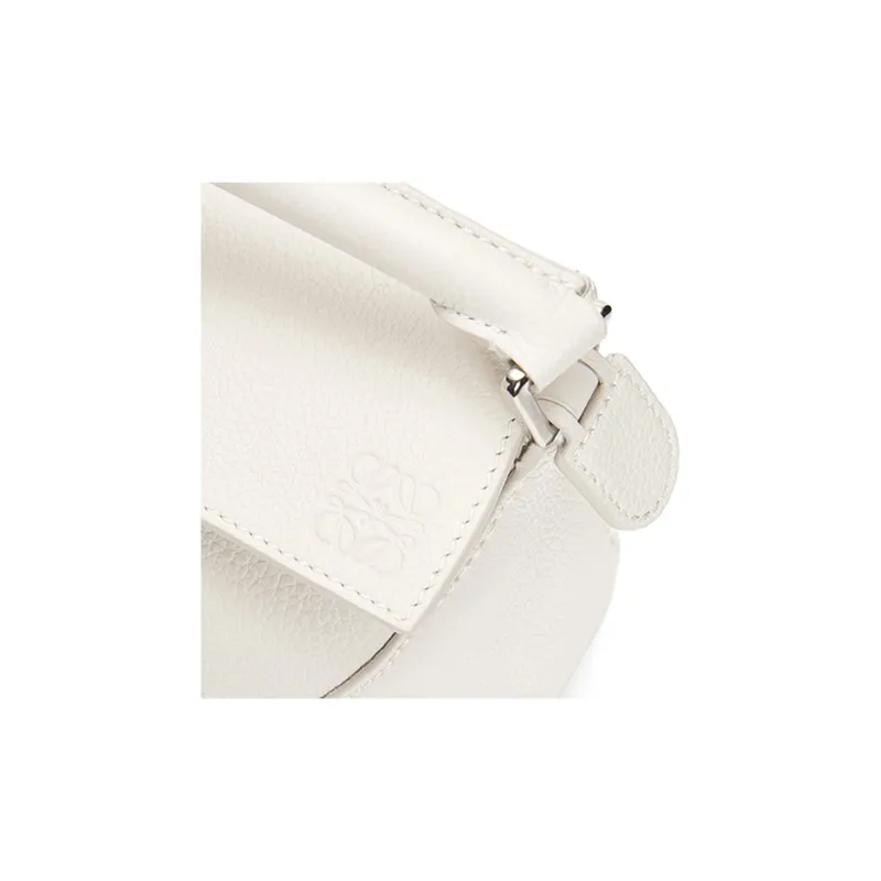 LOEWE Puzzle Soft Grain Calfskin Puzzle Bag, Shoulder Bag, Crossbody Bag, Handbag Mini Women's White-6