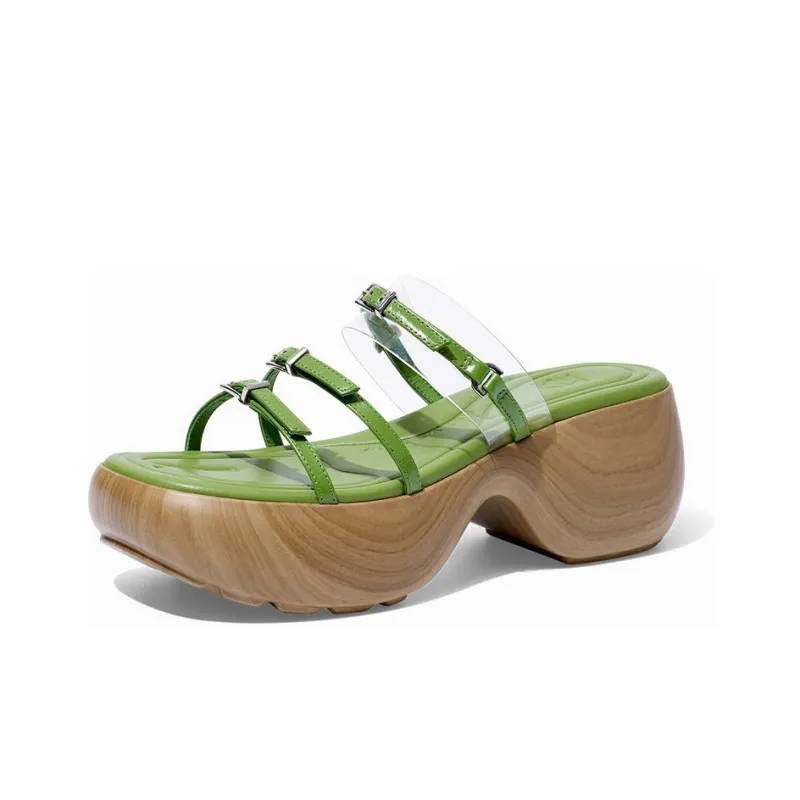 ZSAZSAZSU Rubber Sole Slide Slippers Women's Green-0