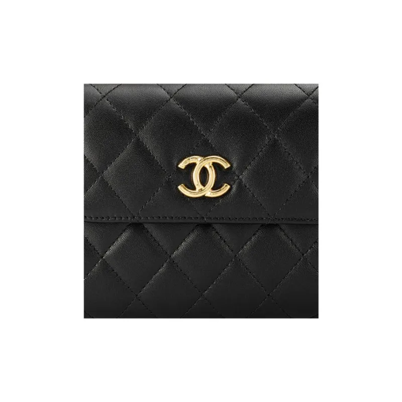 CHANEL Sheepskin Small Square Bag Shoulder Bag, Crossbody Bag Women's Black-5
