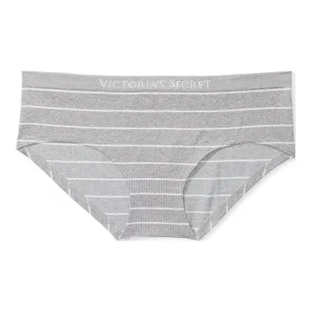 Victoria's Secret Seamless Lace-Trim Hiphugger Panty SPPS Underpants Women's 1 Pack Gray Stripes