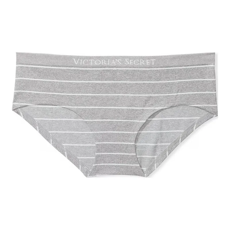 Victoria's Secret Seamless Lace-Trim Hiphugger Panty SPPS Underpants Women's 1 Pack Gray Stripes-0