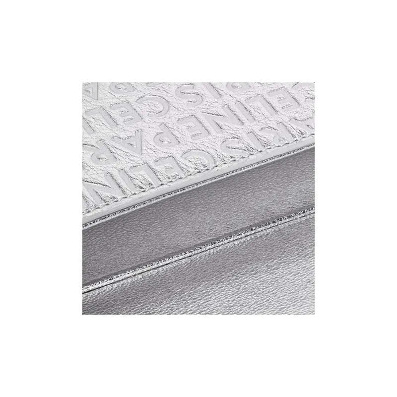 CELINE Laminated Cow Leather Crossbody Bag, Shoulder Bag Women's Silver-5