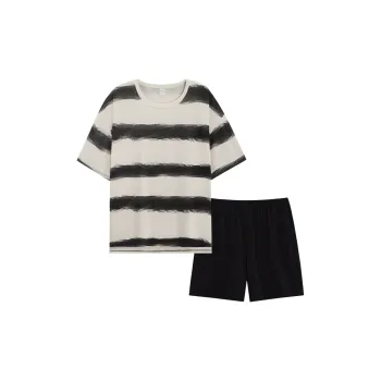 Sha Qian Pajama Set Summer Men's White