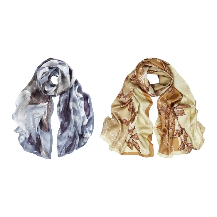MARJAKURKI Silk Scarf 'Lively Spring Water'+'Peaceful Oasis' Greeting Card Women's-10