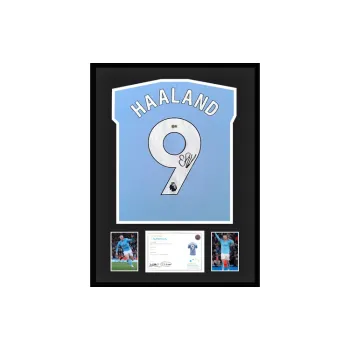 Three For Haaland Signed 2023-24 Manchester City #9 Jersey With EM Certificate Framed