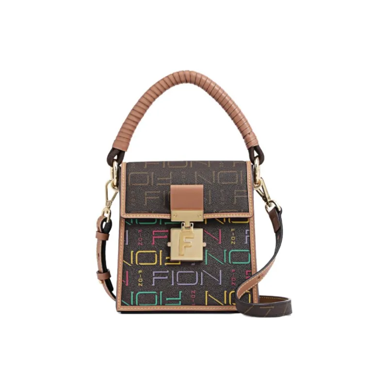FION Cow Leather Patchwork With Artificial Leather One Shoulder Handbags Small Size Women's Multicolor-4