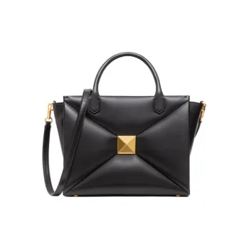 Valentino One Stud Lambskin Shoulder Bag, Crossbody Bag, Handbag Medium Size Women's Midnight Black