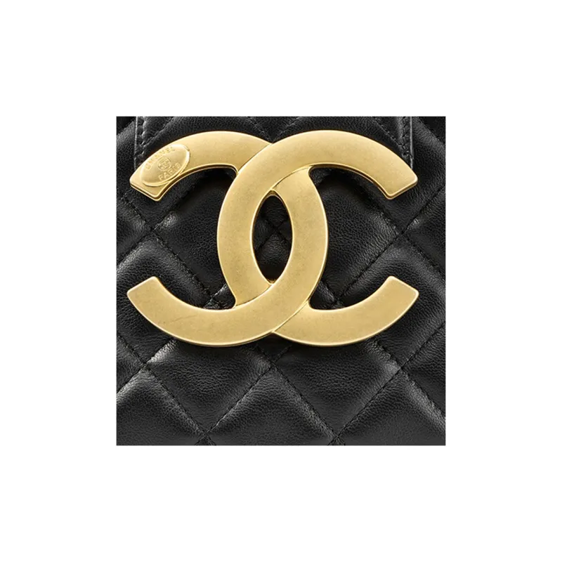 CHANEL Sheepskin Messenger Bag, Shoulder Bag, Crossbody Bag Trumpets Women's Black-4