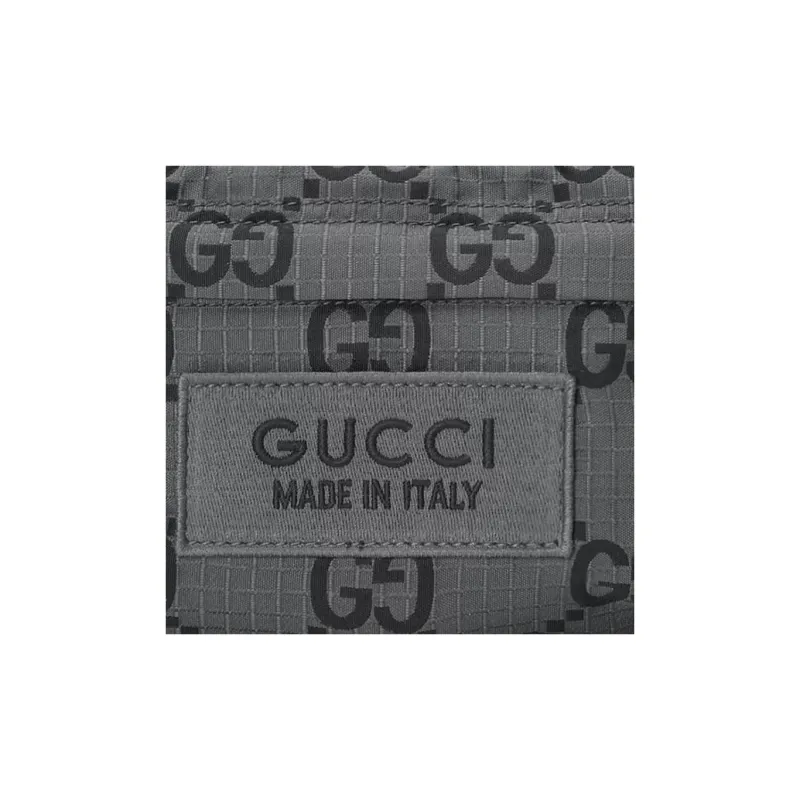 GUCCI Recycled Polyester Fanny Pack Large Size Men's Gray & Black-7