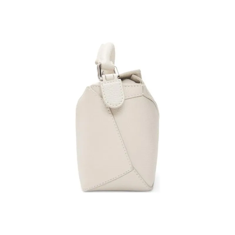 LOEWE Puzzle Soft Grain Calfskin Puzzle Bag, Shoulder Bag, Crossbody Bag, Handbag Mini Women's White-2