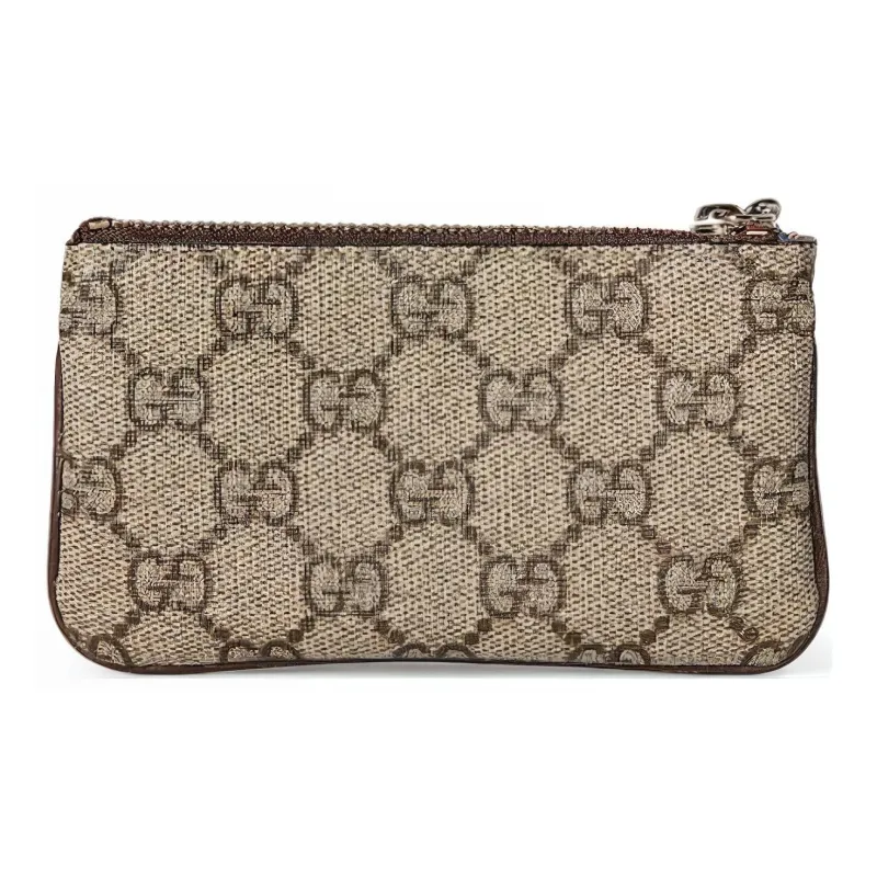 GUCCI Canvas Key Pouch Women's Beige & Ebony-2