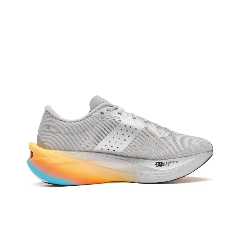 QIAODAN Flying Shadow PB4.0 Running Shoes Men Low Top Gray Silver Atomic Orange-1