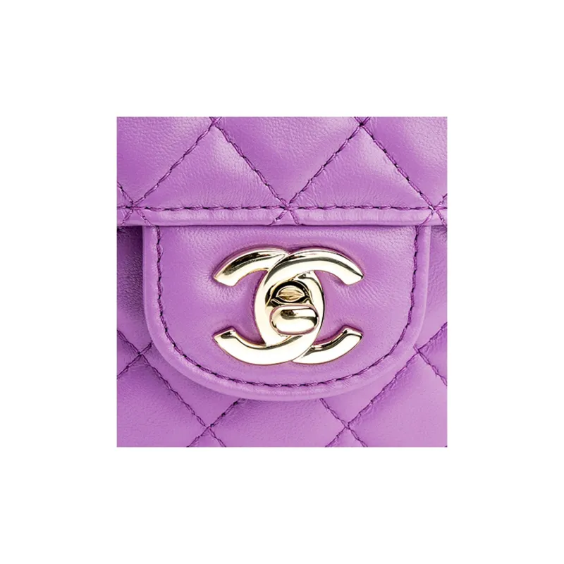 CHANEL Lambskin Heart Bag, Chain Bag, Shoulder Bag, Crossbody Bag Women's Purple-4